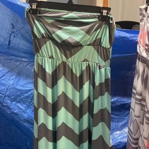 GREY AND MINT CHEVRON MAXI DRESS